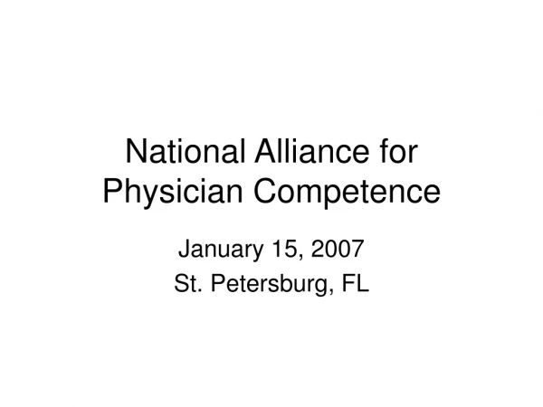 National Alliance for  Physician Competence