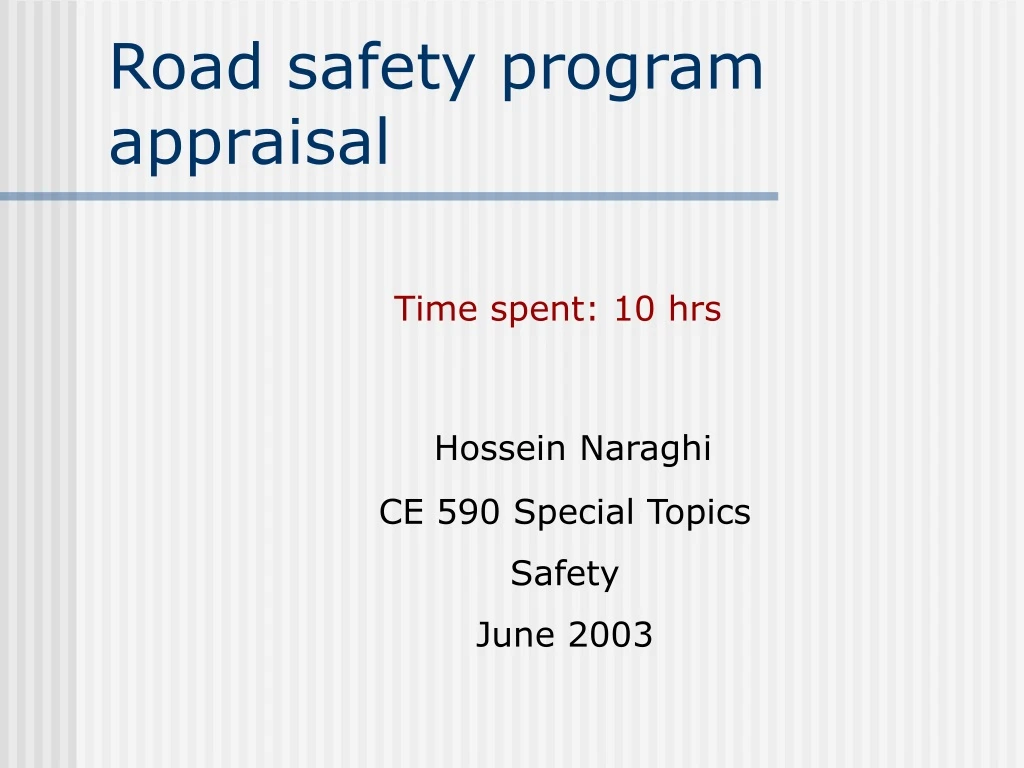 road safety program appraisal
