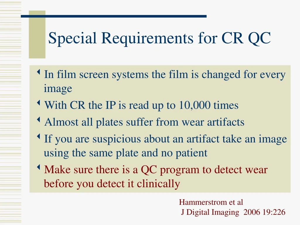 special requirements for cr qc