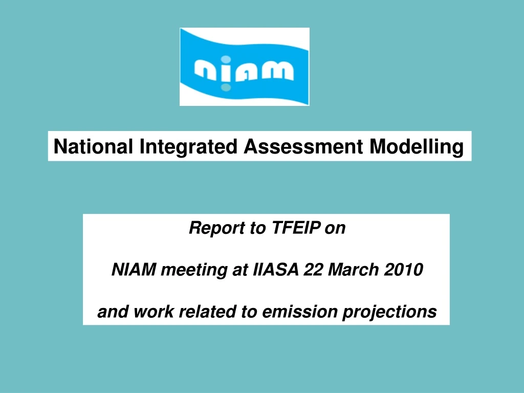 national integrated assessment modelling