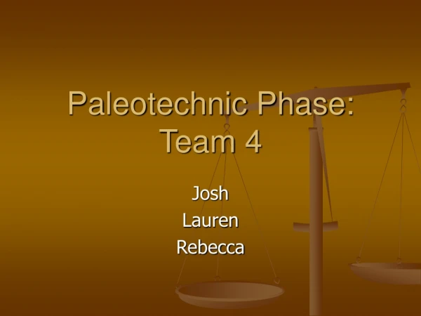 Paleotechnic Phase: Team 4