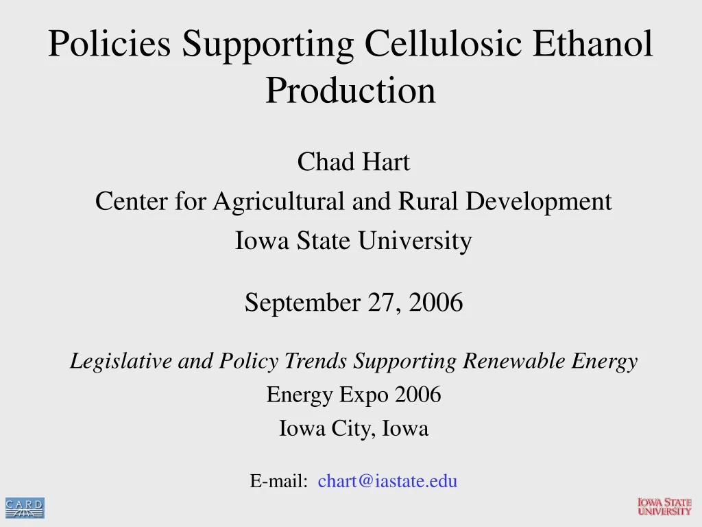 policies supporting cellulosic ethanol production