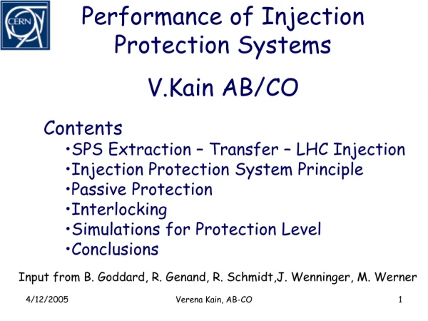 Performance of Injection  Protection Systems V.Kain AB/CO
