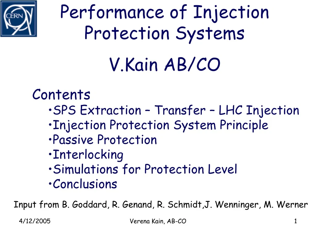 performance of injection protection systems v kain ab co