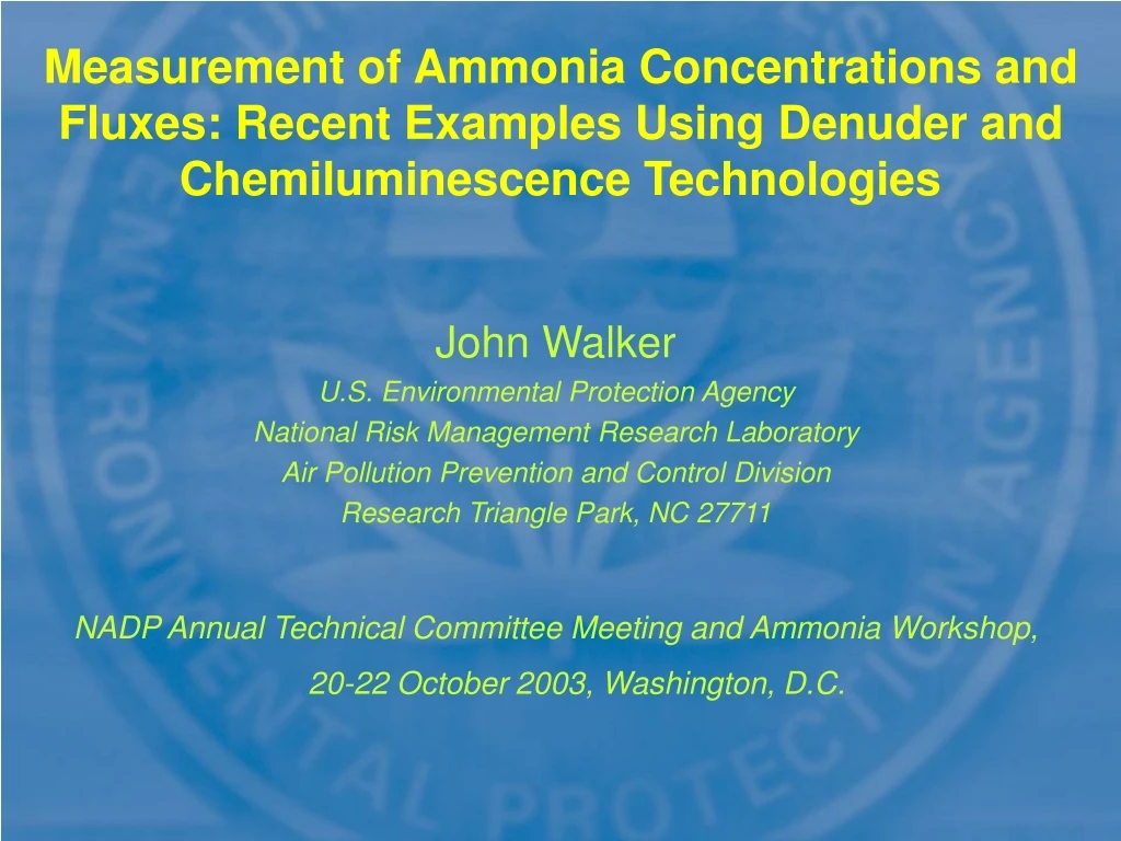 measurement of ammonia concentrations and fluxes