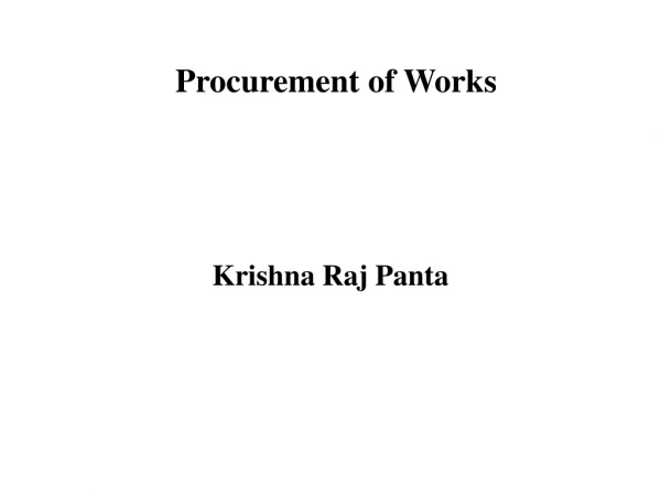 Procurement of Works