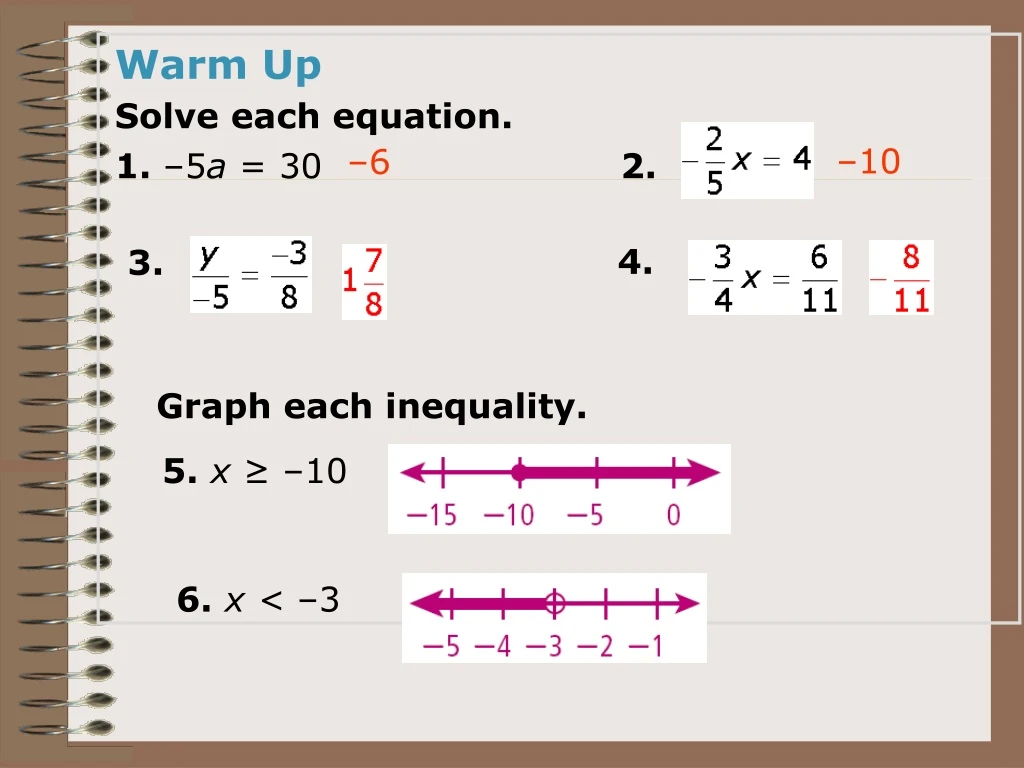 warm up solve each equation 1 5 a 30 2