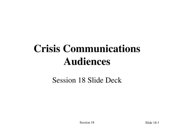 Crisis Communications Audiences