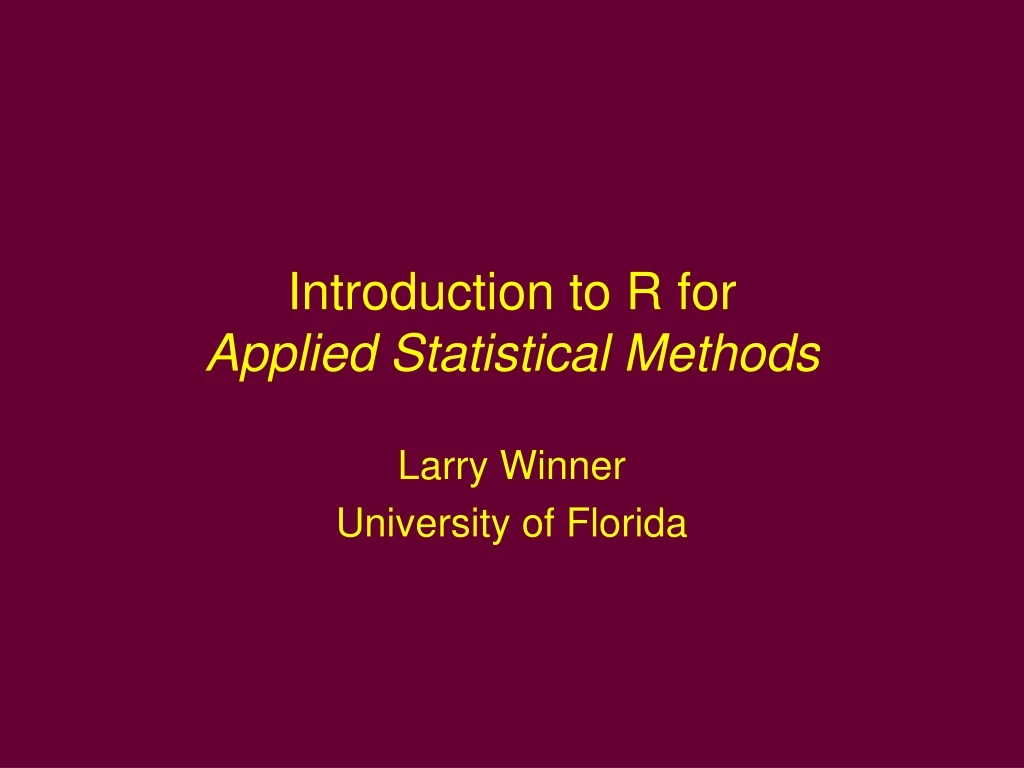 introduction to r for applied statistical methods