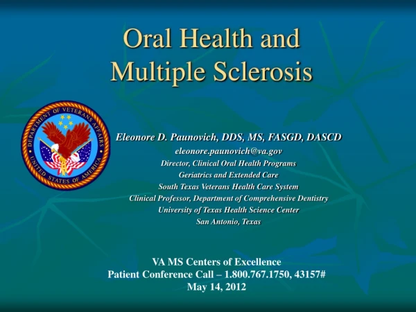Oral Health and Multiple Sclerosis