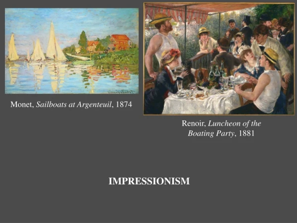 Monet,  Sailboats at Argenteuil , 1874
