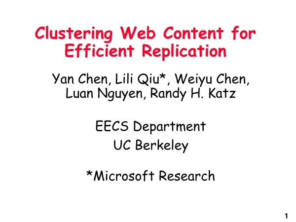 Clustering Web Content for Efficient Replication