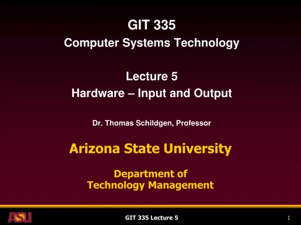 Arizona State University Department of  Technology Management