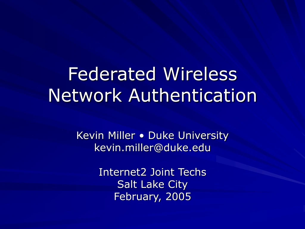 federated wireless network authentication