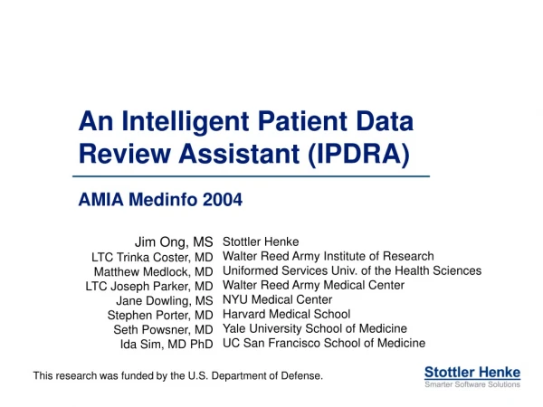 An Intelligent Patient Data Review Assistant (IPDRA)