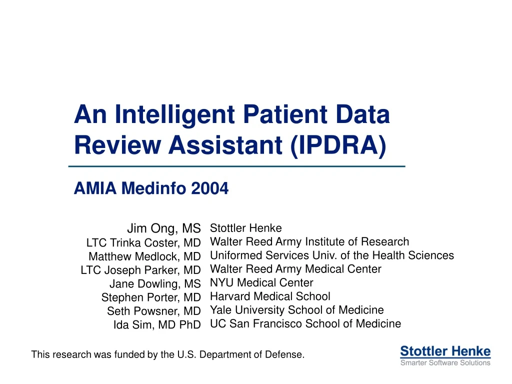 an intelligent patient data review assistant ipdra