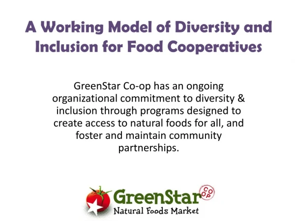 A Working Model of Diversity and Inclusion for Food Cooperatives