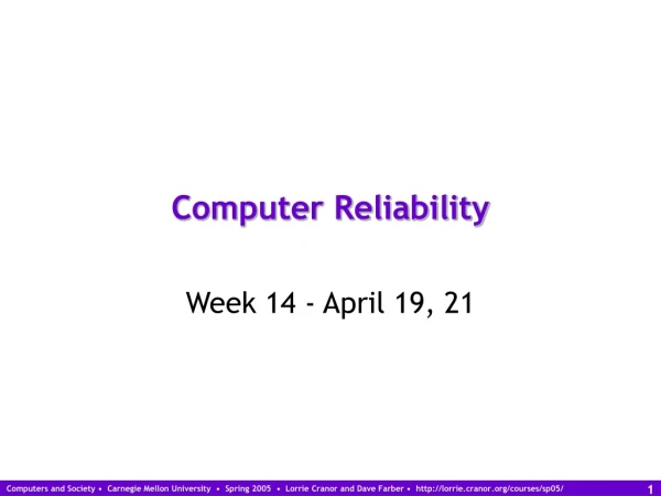 Computer Reliability