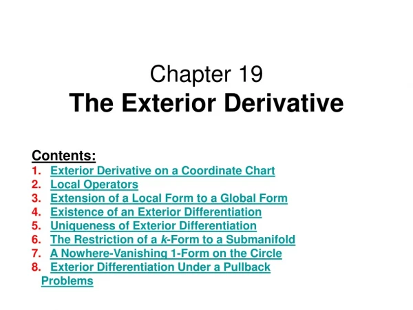 Chapter 19 The Exterior Derivative