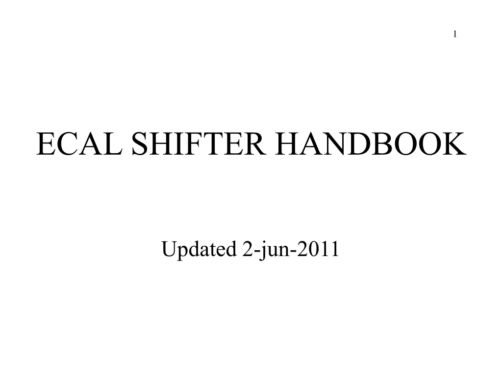 ecal shifter handbook updated 2 jun 2011