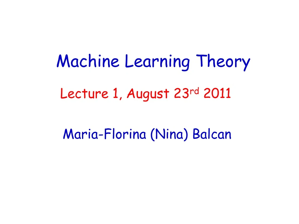 machine learning theory