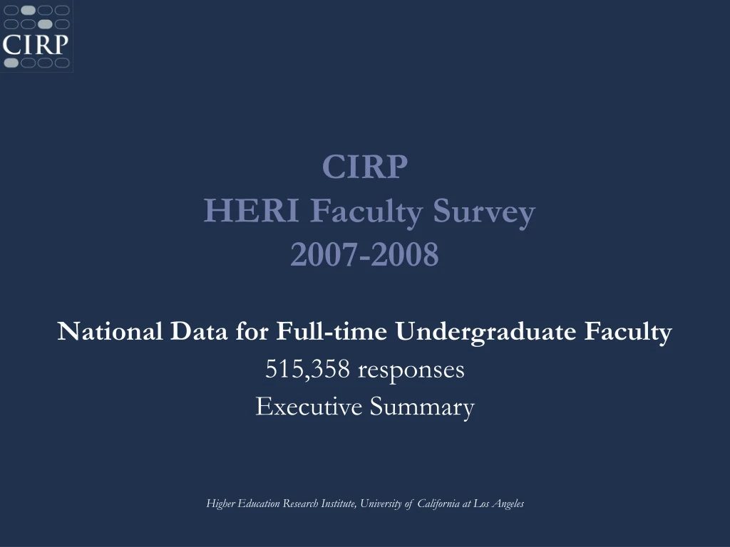 cirp heri faculty survey 2007 2008