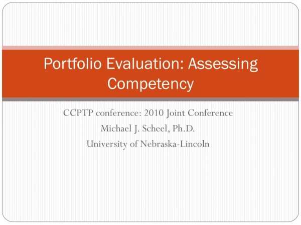 Portfolio Evaluation: Assessing Competency