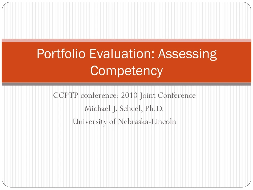 portfolio evaluation assessing competency