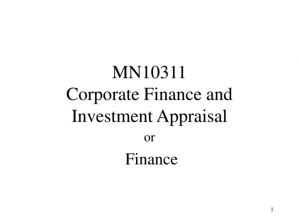 MN10311 Corporate Finance and Investment Appraisal