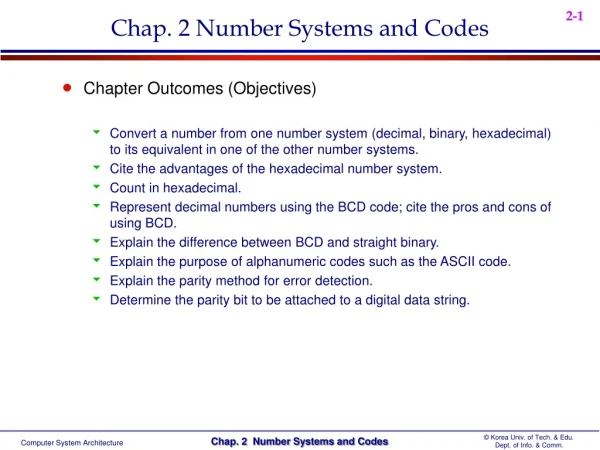 Chap. 2 Number Systems and Codes