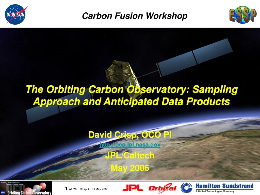 the orbiting carbon observatory sampling approach and anticipated data products