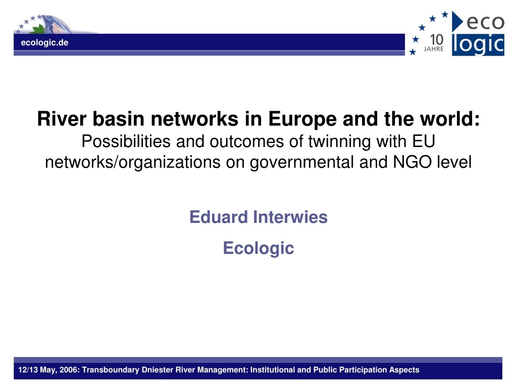 river basin networks in europe and the world