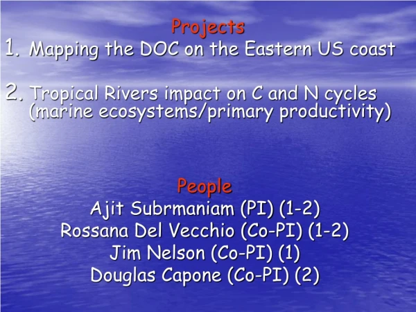 Projects Mapping the DOC on the Eastern US coast