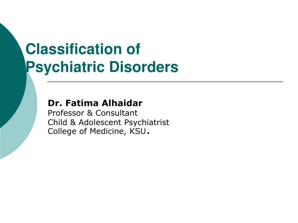 classification of psychiatric disorders