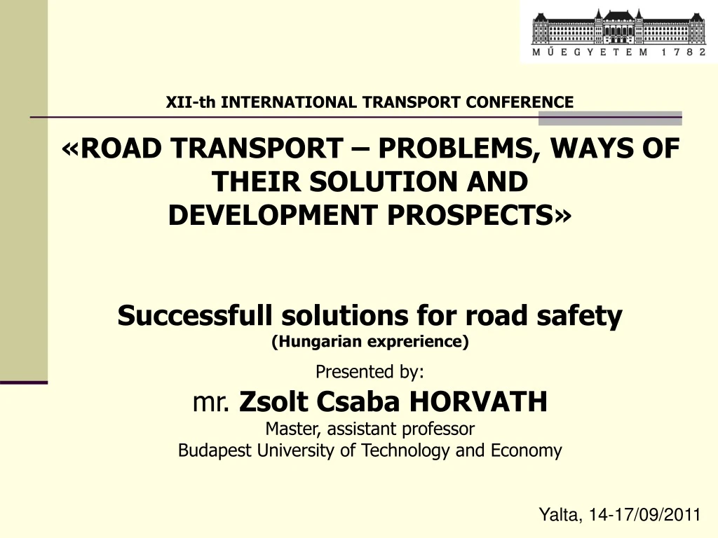 xii th international transport conference road