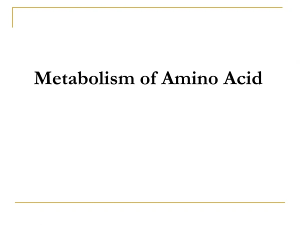 Metabolism of Amino Acid