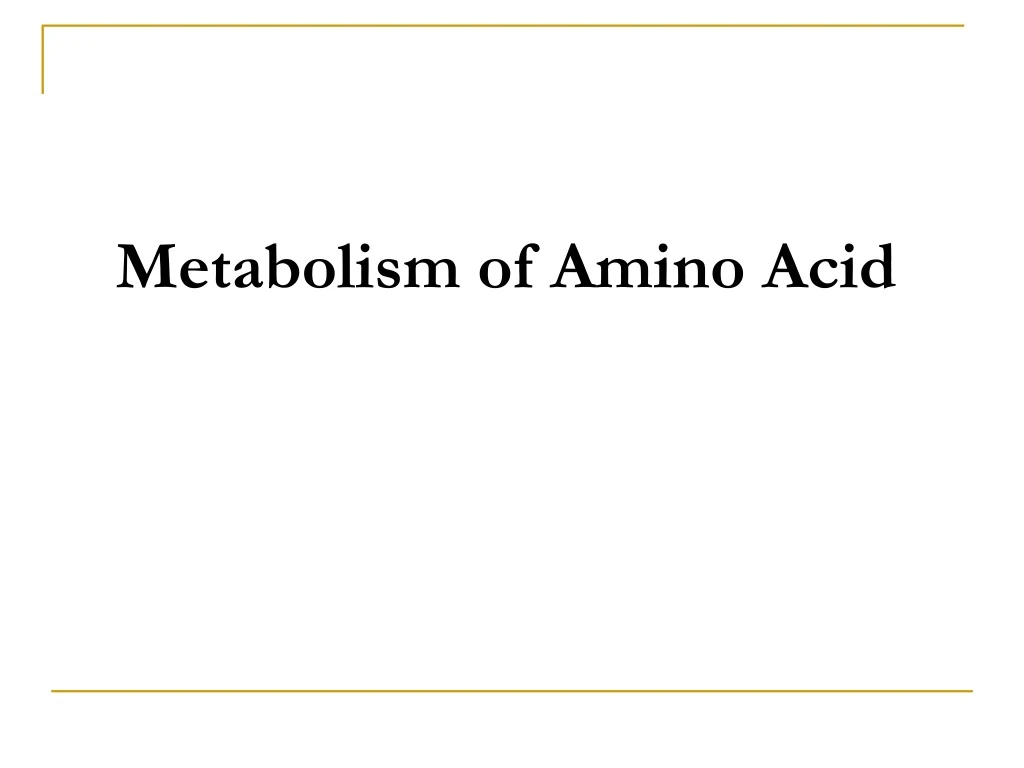 metabolism of amino acid