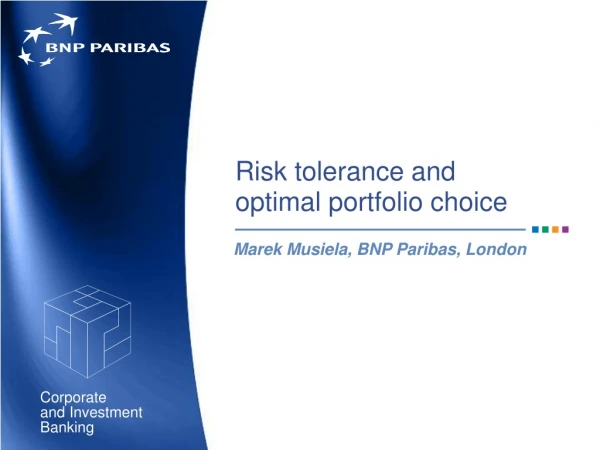 Risk tolerance and  optimal portfolio choice