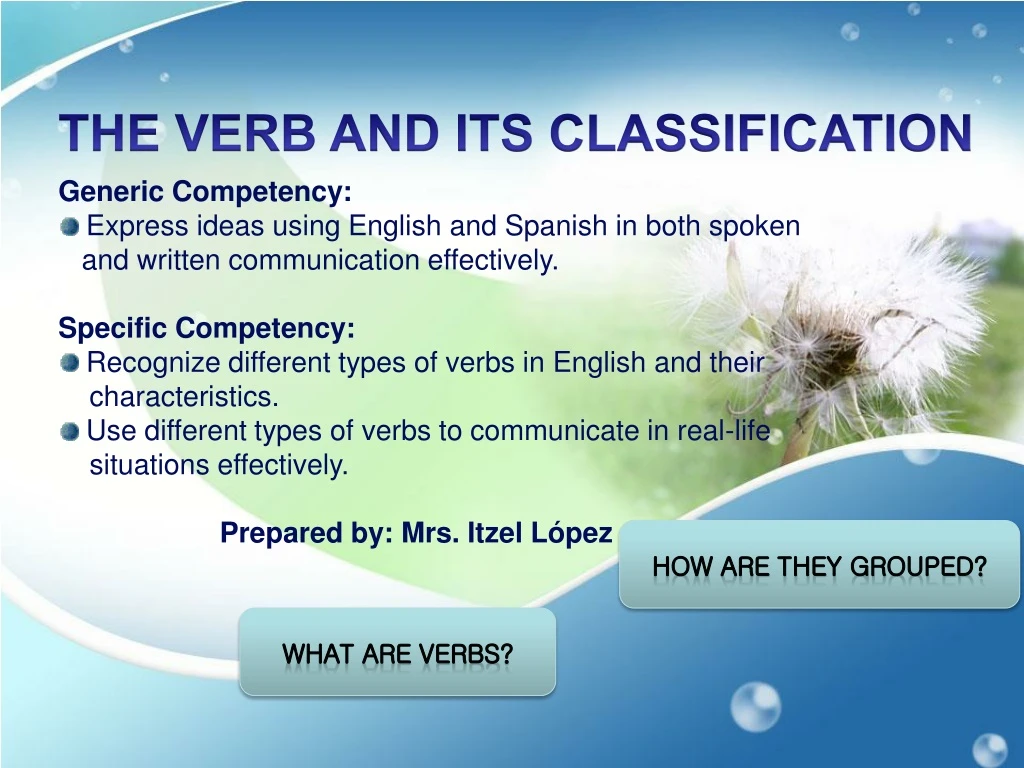 the verb and its classification