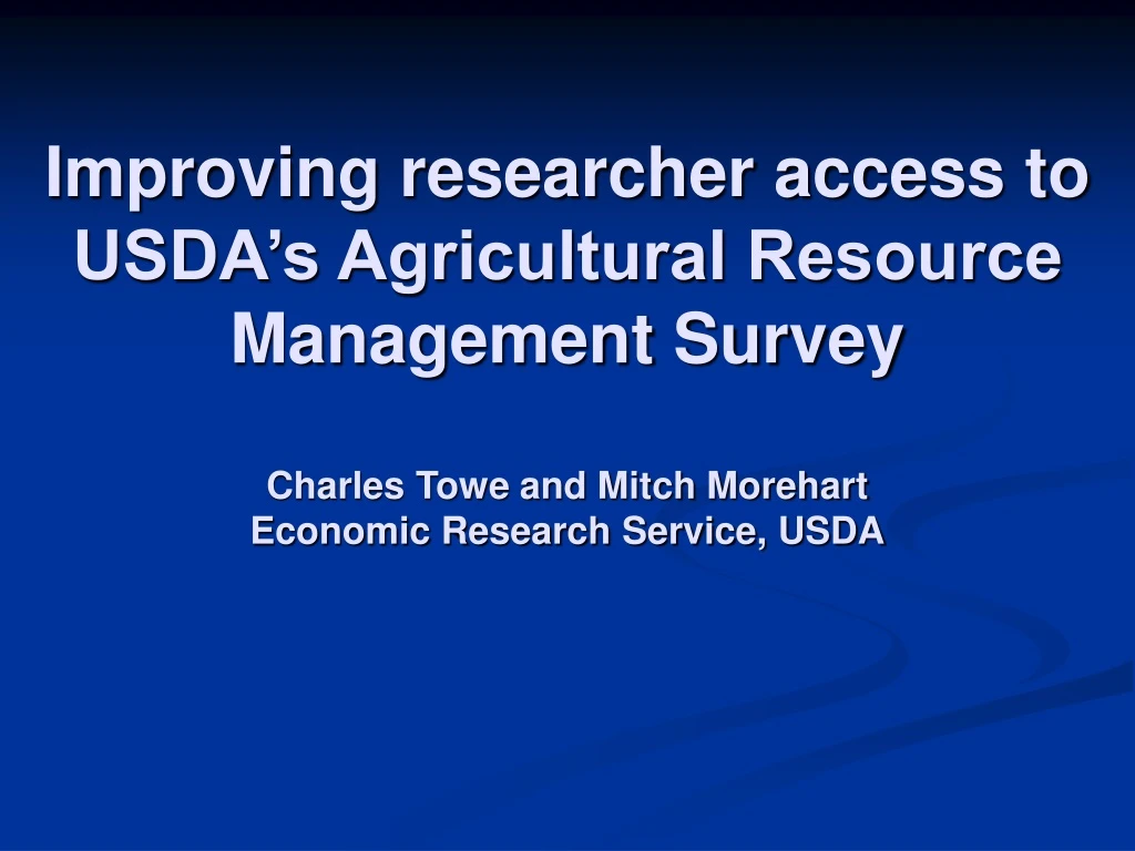 improving researcher access to usda