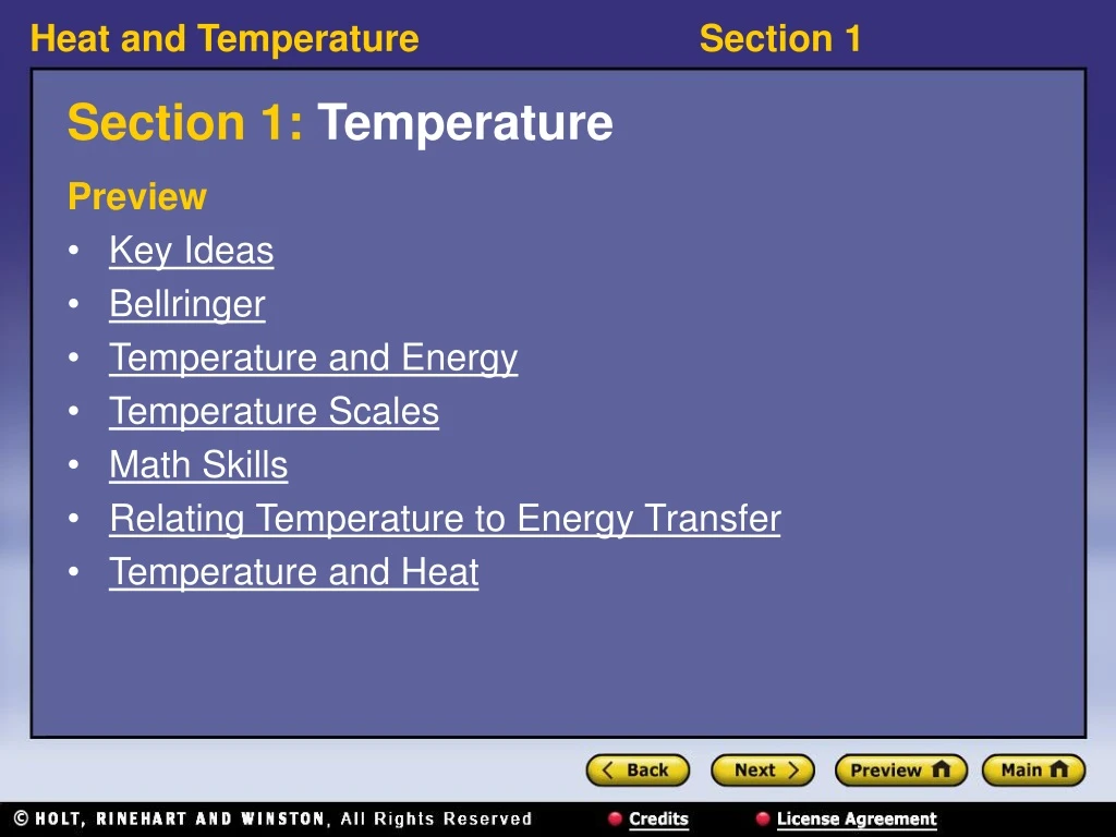 section 1 temperature
