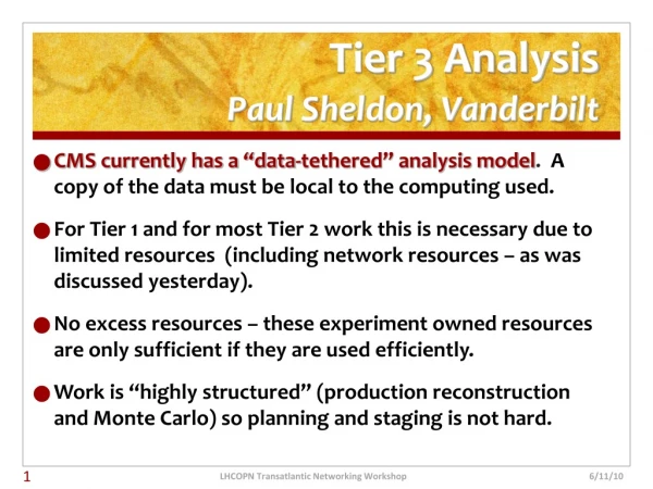 Tier 3 Analysis Paul Sheldon, Vanderbilt