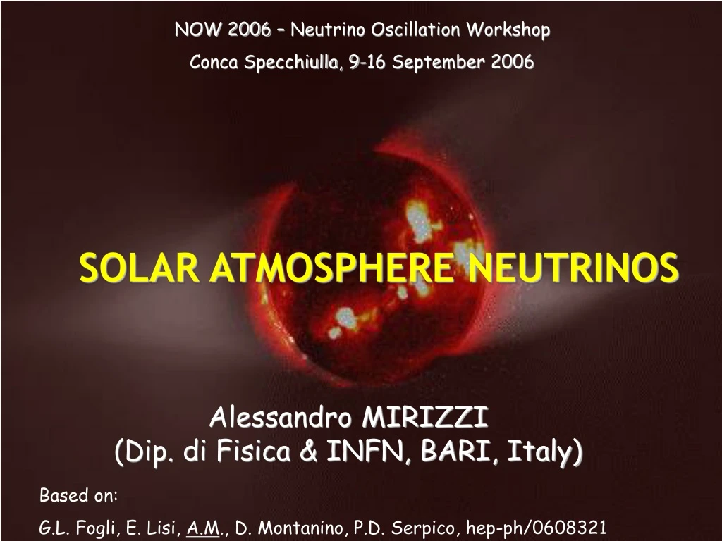 now 2006 neutrino oscillation workshop conca