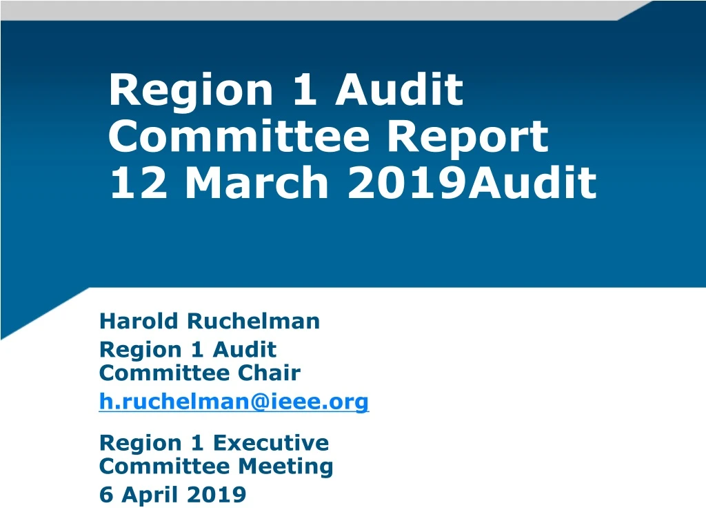region 1 audit committee report 12 march 2019audit