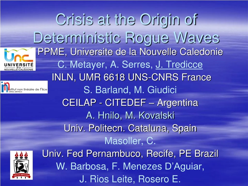 crisis at the origin of deterministic rogue waves