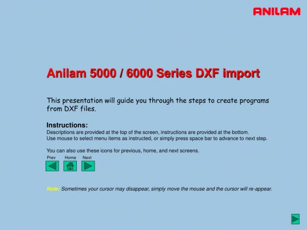 Anilam 5000 / 6000 Series DXF import