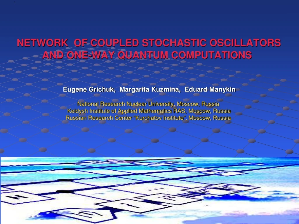 network of coupled stochastic oscillators and one way quantum computations