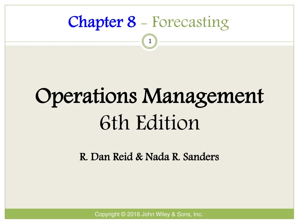 chapter 8 forecasting