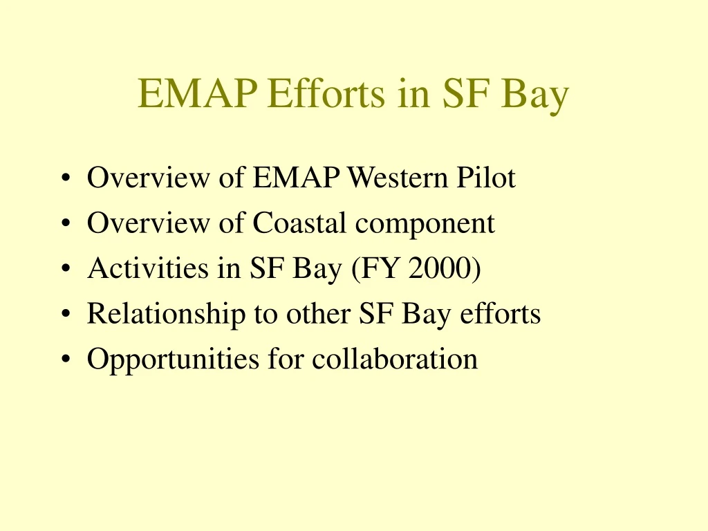 emap efforts in sf bay