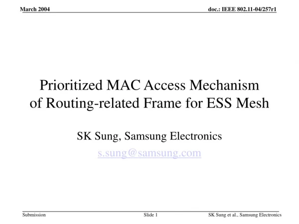 Prioritized MAC Access Mechanism  of Routing-related Frame for ESS Mesh